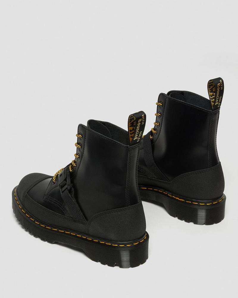 Black Women's Dr Martens 1460 Bex Tech Made in England Leather Lace Up Boots | CA 152JPQ